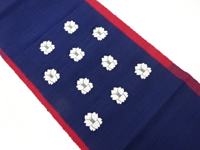 JAPANESE KIMONO / VINTAGE NAGOYA OBI / TSUMUGI / WOVEN FLOWER